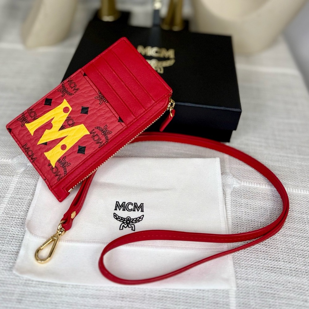 NEW! Unisex MCM Viva Red Visetos Year Of The Mouse Lanyard Card Holder - Picture 5 of 17
